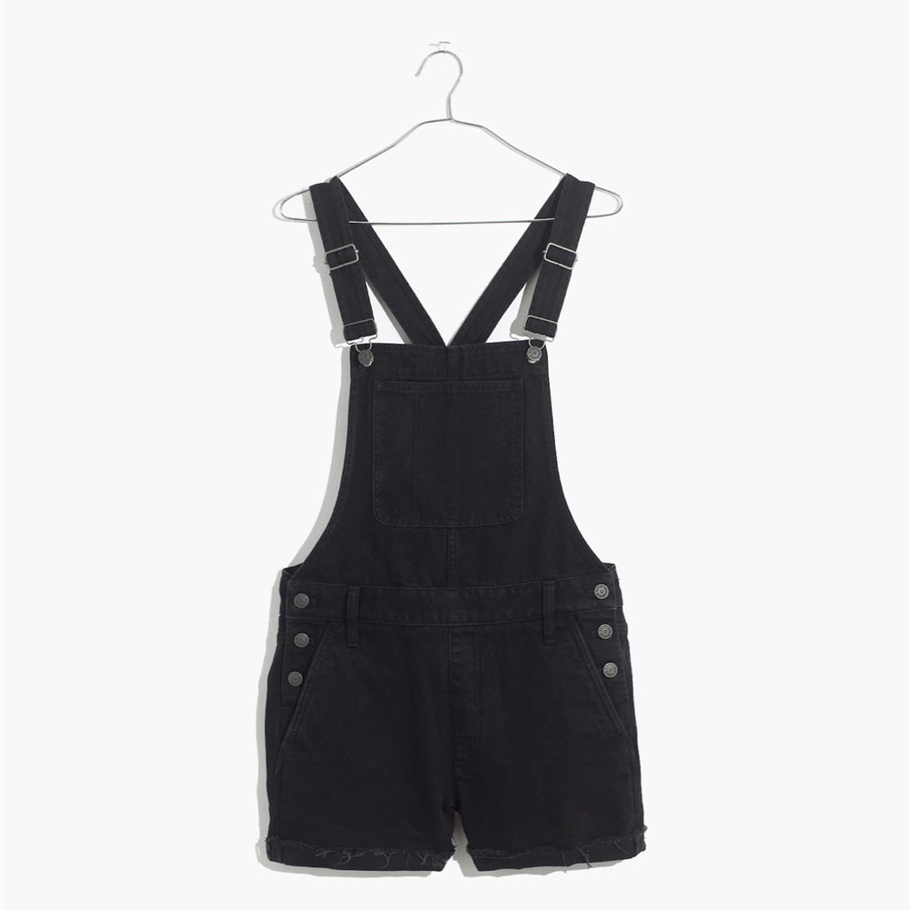 Madewell Adirondack Short Overalls Washed Black Denim - Size Small, 100% Cotton